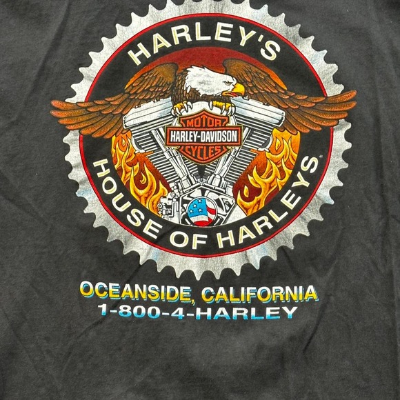 VINTAGE 1996 GRUNGE HARLEY DAVIDSON MOTORCYCLE BLACK SHIRT SIZE LARGE - Picture 4 of 6